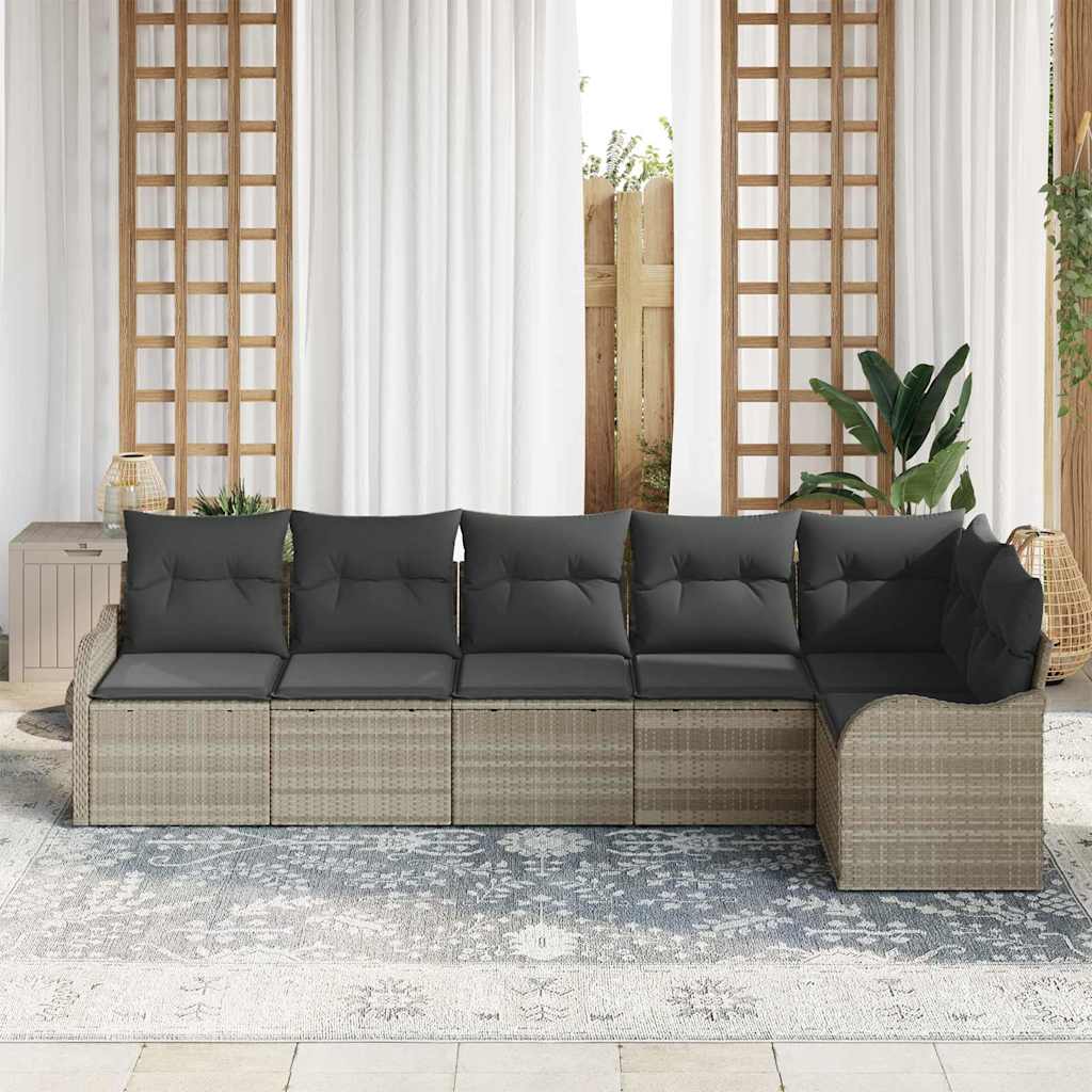 Set Divano da Giardino 6 pcs Grigio chiaro polyrattan | homemem39
