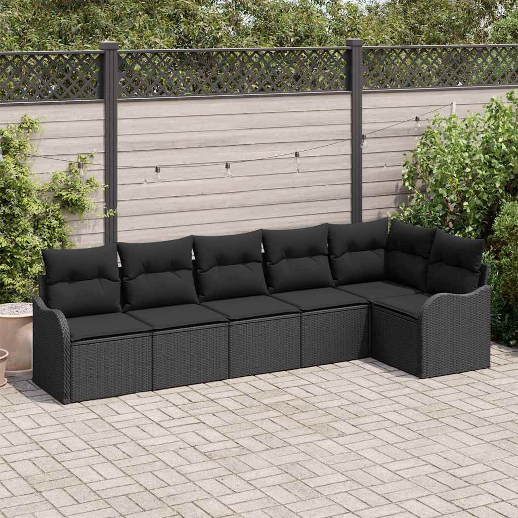 Set Divano da Giardino con archiviazione 6 pcs Nero polyrattan | homemem39