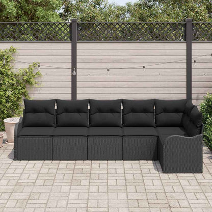 Set Divano da Giardino con archiviazione 6 pcs Nero polyrattan | homemem39