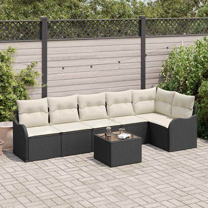 Set Divano da Giardino con cuscino 7 pcs Marrone Poly Rattan | homemem39