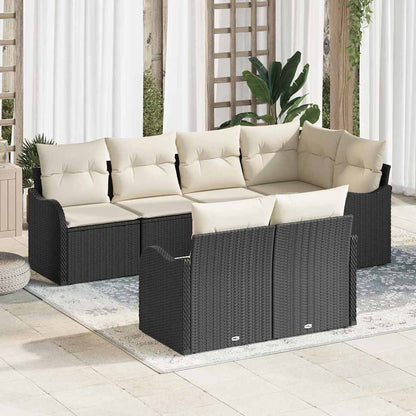 Set Divano da Giardino con archiviazione 7 pcs Nero Poly Rattan | homemem39