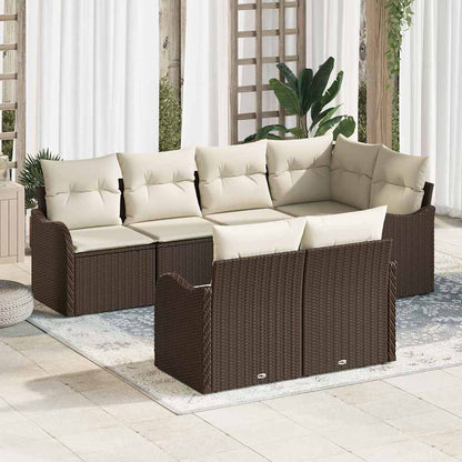 Set Divano da Giardino 7 pcs Marrone Poly Rattan | homemem39