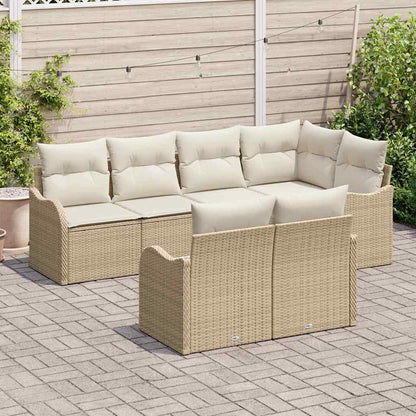 Set Divano da Giardino 7 pcs Beige Poly Rattan