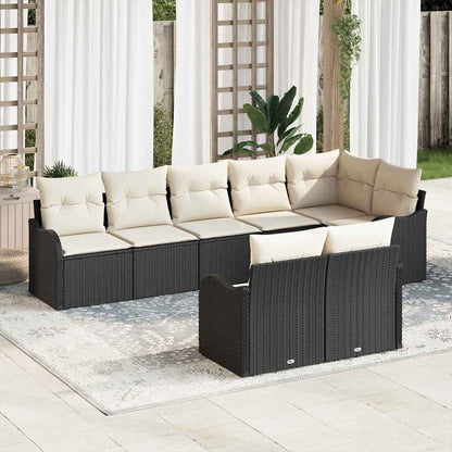 Set Divano da Giardino 8 pcs Nero e Bianco polyrattan | homemem39