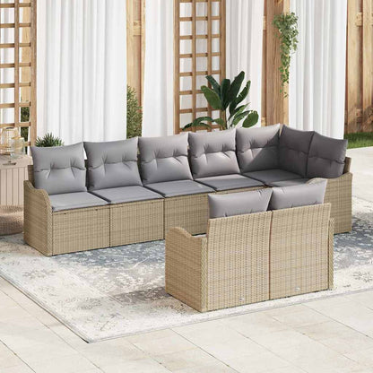 Set Divano da Giardino 8 pcs Beige e Grigio Chiaro polyrattan | homemem39