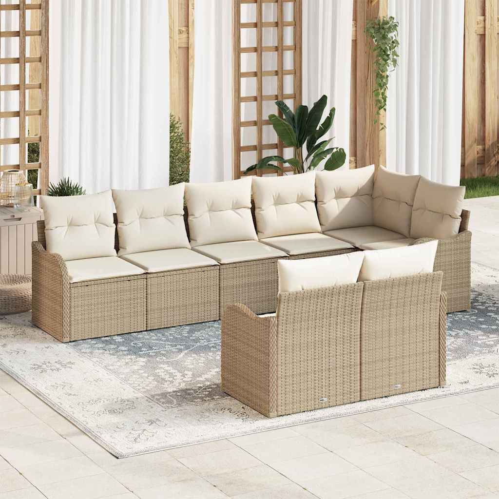 Set Divano da Giardino 8 pcs Beige e Bianco polyrattan | homemem39