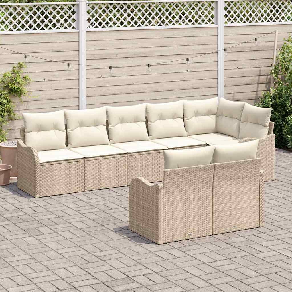 Set Divano da Giardino 8 pcs Beige e Bianco polyrattan | homemem39