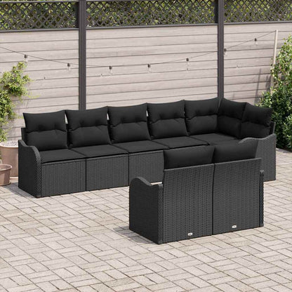 Set Divano da Giardino con archiviazione 8 pcs Nero polyrattan | homemem39