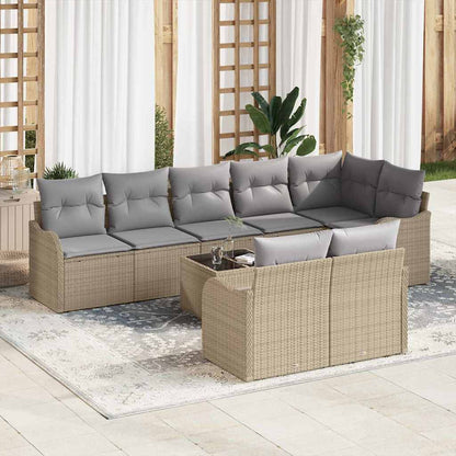 Set Divano da Giardino 9 pcs beige e grigio chiaro Poly Rattan | homemem39