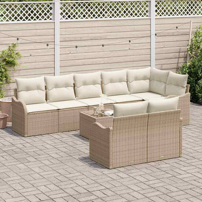 Set Divano da Giardino 9 pcs Beige e Bianco polyrattan | homemem39