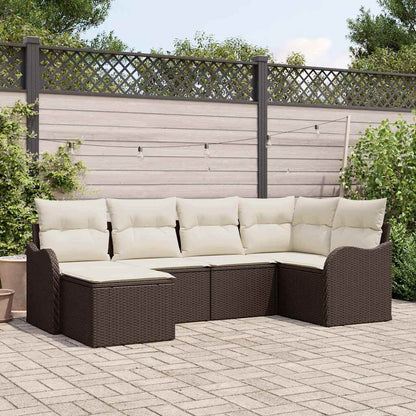 Set Divano da Giardino 6 pcs Marrone e bianco Poly Rattan | homemem39