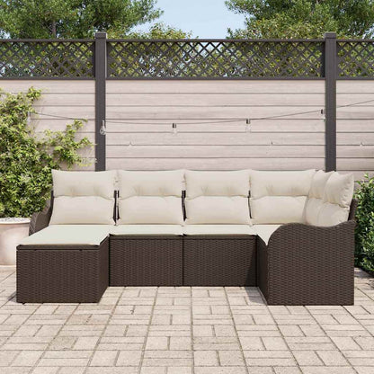 Set Divano da Giardino 6 pcs Marrone e bianco Poly Rattan | homemem39