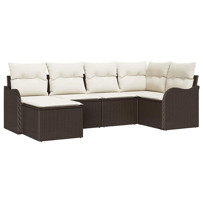 Set Divano da Giardino 6 pcs Marrone e bianco Poly Rattan | homemem39