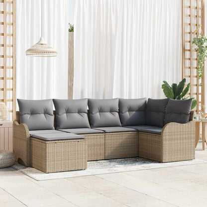 Set Divano da Giardino 6 pcs beige e grigio chiaro Poly Rattan | homemem39