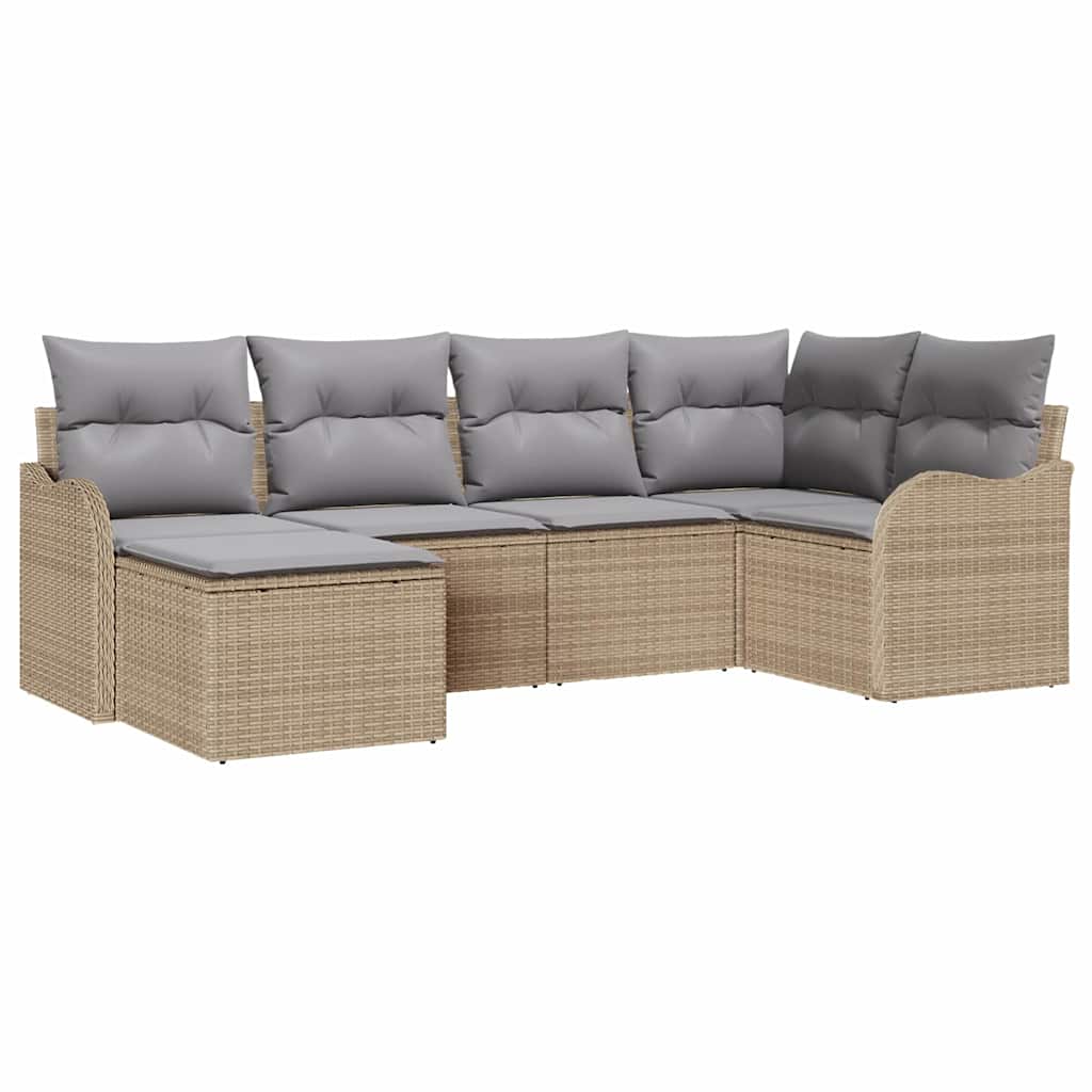 Set Divano da Giardino 6 pcs beige e grigio chiaro Poly Rattan | homemem39