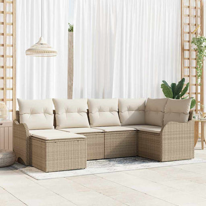 Set Divano da Giardino 6 pcs Beige e bianco Poly Rattan | homemem39