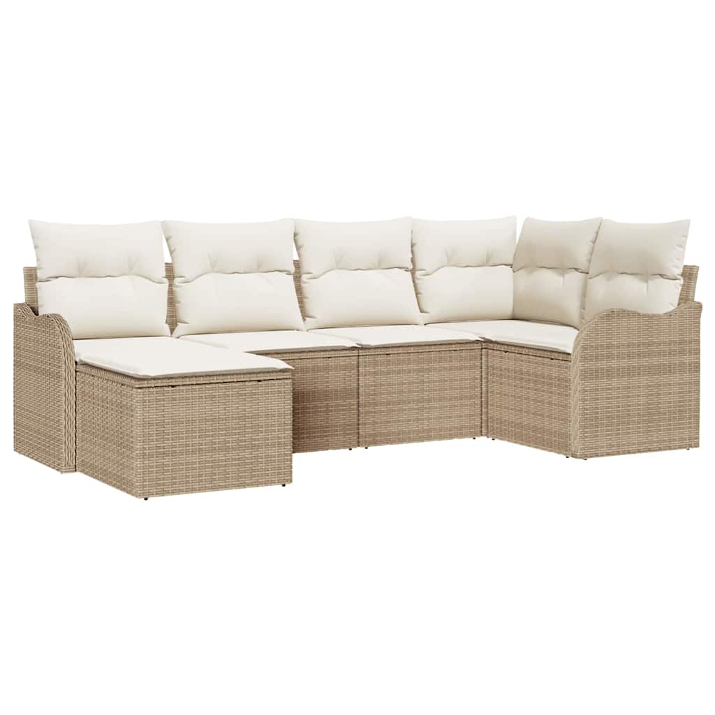 Set Divano da Giardino 6 pcs Beige e bianco Poly Rattan | homemem39