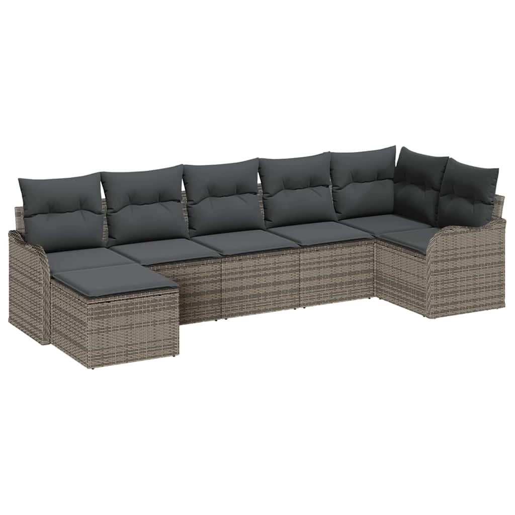 Set Divano da Giardino 7 pcs Grigio polyrattan