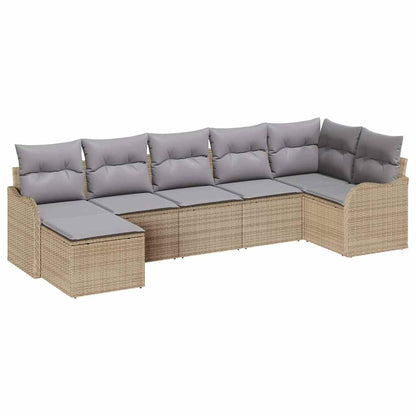 Set Divano da Giardino 7 pcs beige e grigio chiaro Poly Rattan | homemem39