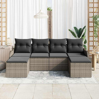 Set Divano da Giardino 6 pcs Grigio polyrattan | homemem39