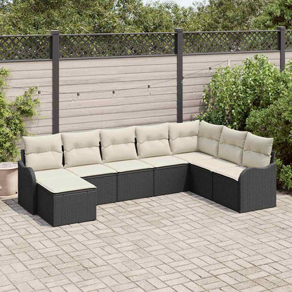 Set Divano da Giardino 8 pcs Nero e bianco Poly Rattan | homemem39