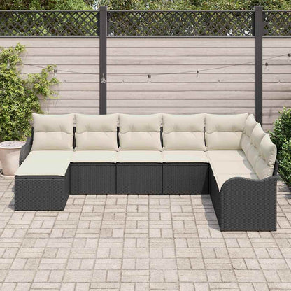 Set Divano da Giardino 8 pcs Nero e bianco Poly Rattan | homemem39