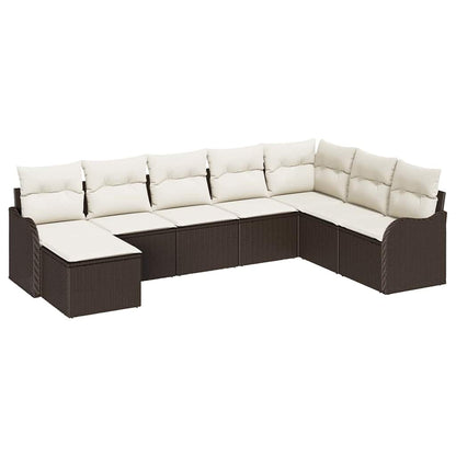 Set Divano da Giardino 8 pcs Marrone e bianco Poly Rattan | homemem39