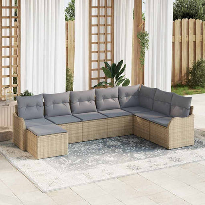 Set Divano da Giardino 8 pcs beige e grigio chiaro Poly Rattan | homemem39