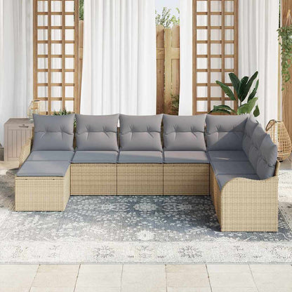 Set Divano da Giardino 8 pcs beige e grigio chiaro Poly Rattan | homemem39