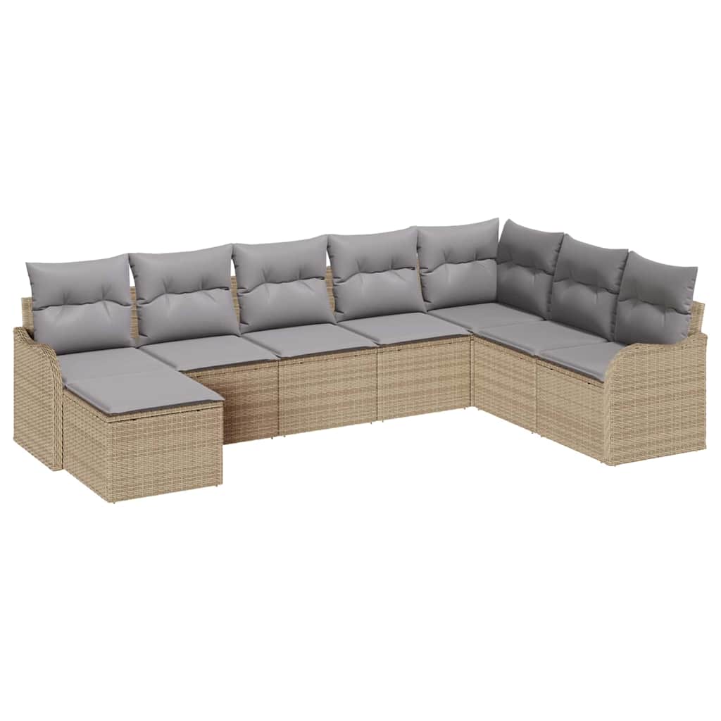 Set Divano da Giardino 8 pcs beige e grigio chiaro Poly Rattan | homemem39