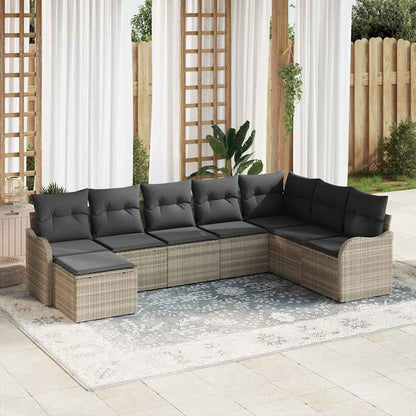 Set Divano da Giardino 8 pcs Grigio chiaro Poly Rattan | homemem39