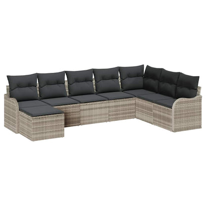 Set Divano da Giardino 8 pcs Grigio chiaro Poly Rattan | homemem39