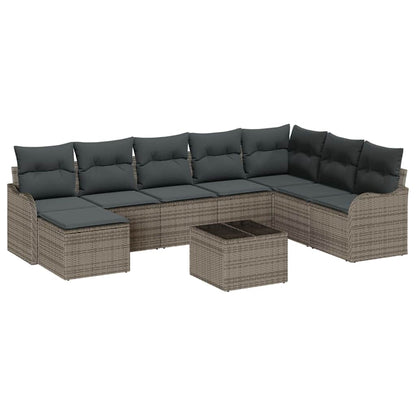 Set Divano da Giardino 9 pcs Grigio polyrattan