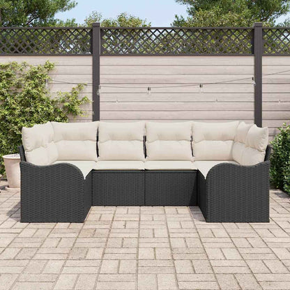 Set Divano da Giardino 6 pcs Nero e bianco Poly Rattan | homemem39