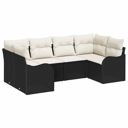 Set Divano da Giardino 6 pcs Nero e bianco Poly Rattan | homemem39