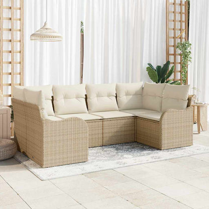 Set Divano da Giardino 6 pcs Beige e bianco Poly Rattan | homemem39
