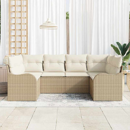 Set Divano da Giardino 6 pcs Beige e bianco Poly Rattan | homemem39