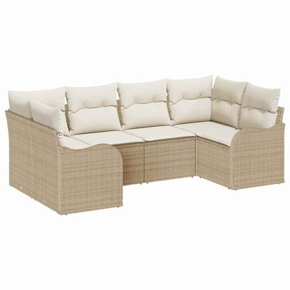 Set Divano da Giardino 6 pcs Beige e bianco Poly Rattan | homemem39
