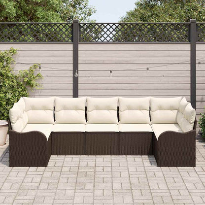 Set Divano da Giardino 7 pcs Marrone e bianco Poly Rattan | homemem39
