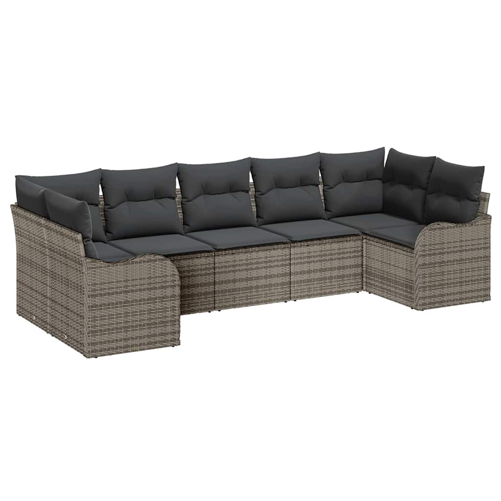 Set Divano da Giardino 7 pcs Grigio Poly Rattan | homemem39