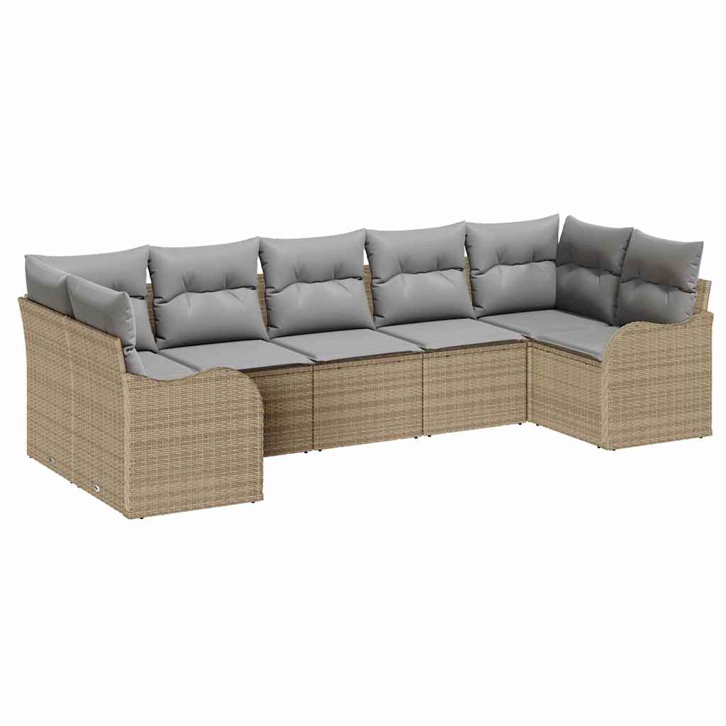 Set Divano da Giardino 7 pcs beige e grigio chiaro Poly Rattan | homemem39