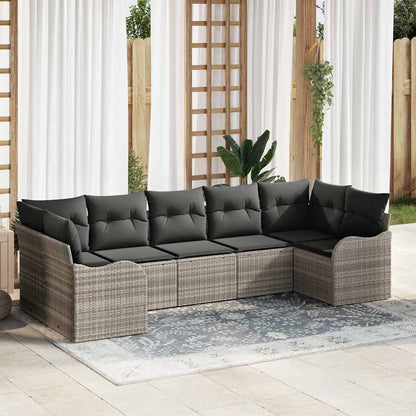 Set Divano da Giardino 7 pcs Grigio chiaro Poly Rattan | homemem39
