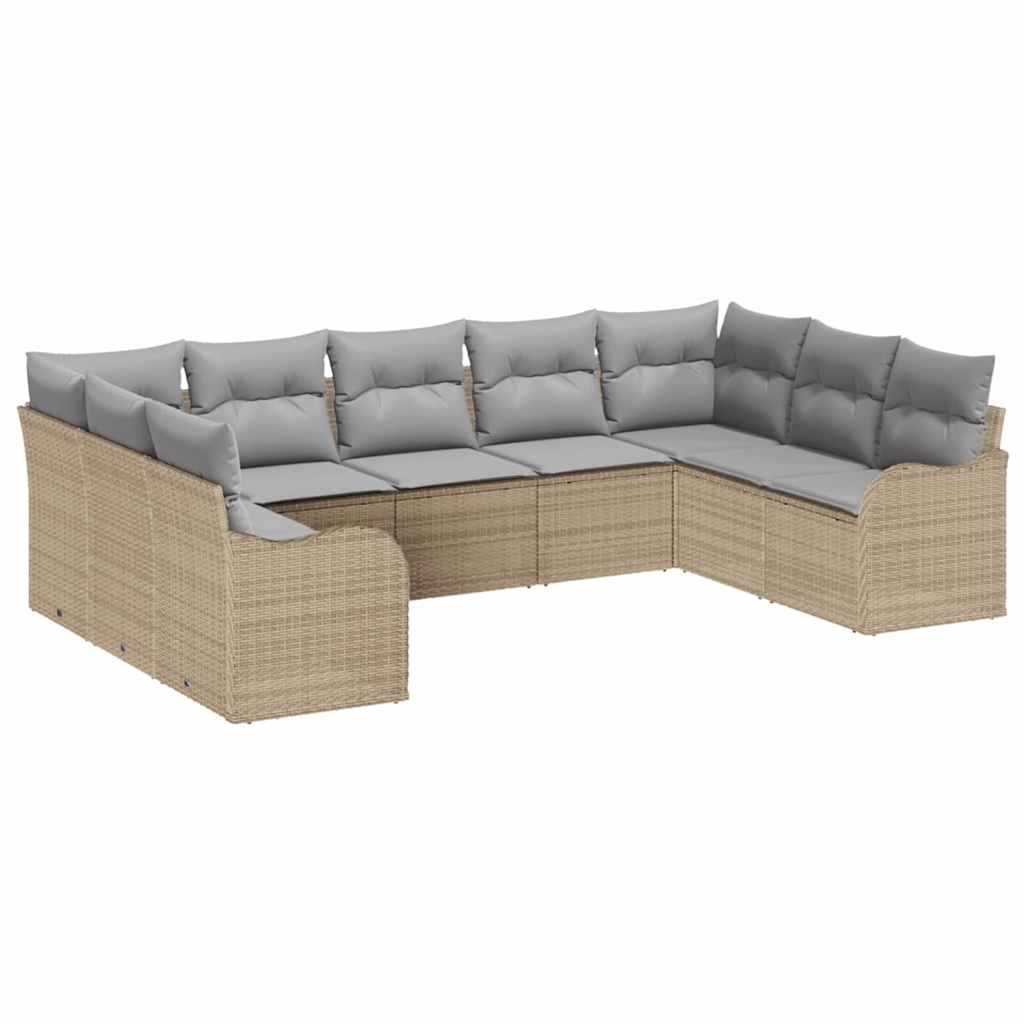 Set Divano da Giardino 9 pcs beige e grigio chiaro polyrattan | homemem39