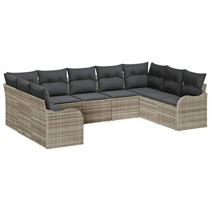 Set Divano da Giardino 9 pcs Grigio chiaro polyrattan | homemem39