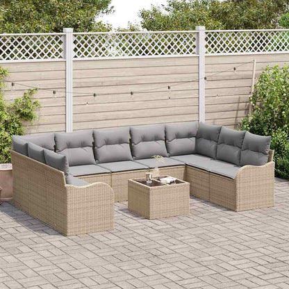 Set Divano da Giardino 10 pcs beige e grigio chiaro Poly Rattan | homemem39