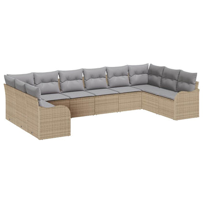 Set Divano da Giardino 10 pcs beige e grigio chiaro polyrattan | homemem39