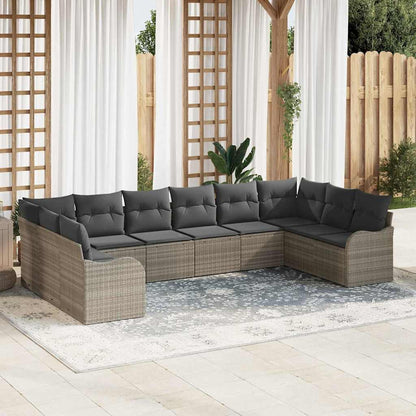 Set Divano da Giardino 10 pcs Grigio chiaro polyrattan | homemem39