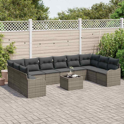 Set Divano da Giardino 11 pcs Grigio polyrattan | homemem39