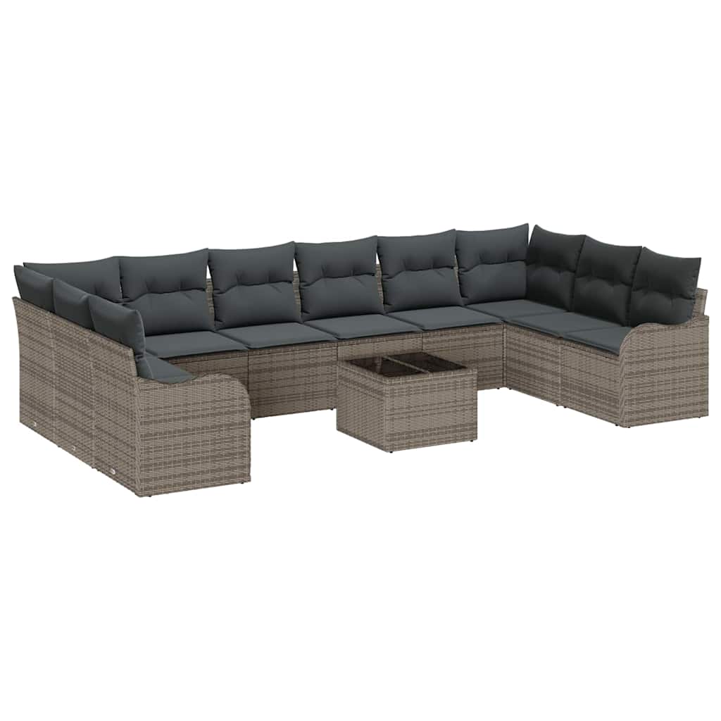 Set Divano da Giardino 11 pcs Grigio polyrattan | homemem39