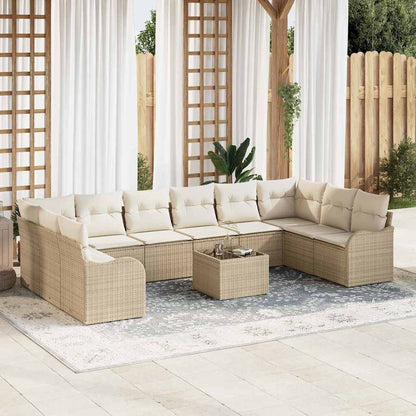 Set Divano da Giardino 11 pcs Beige e Bianco polyrattan | homemem39